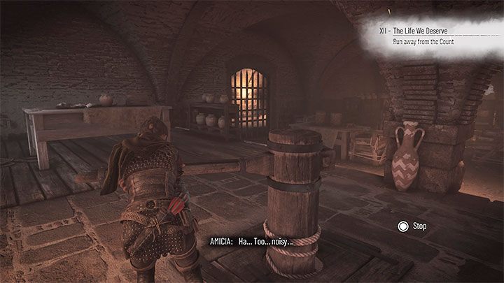 In the new area, there is a rotating mechanism that, when used, lowers the grate - Plague Tale Requiem: Chapter 12, Run Away From The Count - walkthrough - Chapter 12 - The Life We Deserve - A Plague Tale Requiem Guide, Walkthrough