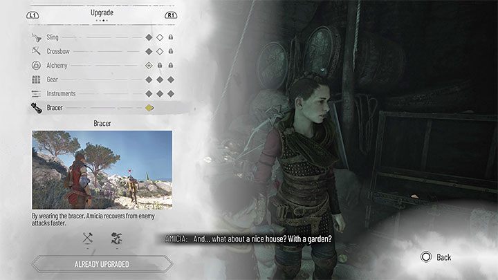 The Bracer is a very useful item and you can learn more about it from the gear upgrade menu - Plague Tale Requiem: Optional windmill puzzle in Chapter 9 - how to get the Bracer? - Secrets and Collectibles - A Plague Tale Requiem Guide, Walkthrough