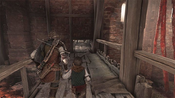 Once you reach the upper floor, you need to crouch and squeeze through a hole in the wall - Plague Tale Requiem: Chapter 6 (Leaving All Behind) - secrets and collectibles - Hugo Herbarium and Souvenirs - A Plague Tale Requiem Guide, Walkthrough