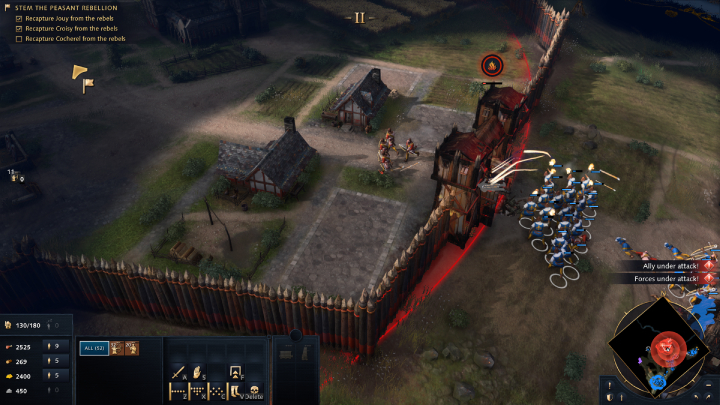 When raiding the last village, first destroy the 2 watchtowers and the city gate - Age of Empires 4: France in Chaos (The Hundred Years War) - walkthrough - The Hundred Years War - Age of Empires 4 Guide