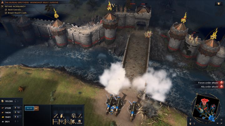 When you reach Rouen, use the cannons immediately - Age of Empires 4: Retake Normandy (The Hundred Years War) - walkthrough - The Hundred Years War - Age of Empires 4 Guide