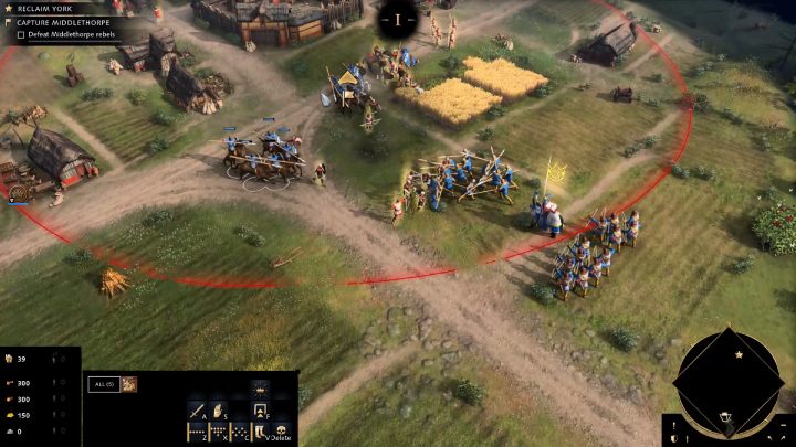 Once the mission begins, mark all your units and move along the road - Age of Empires 4: North to York (The Normans) - walkthrough - The Normans - Age of Empires 4 game guide