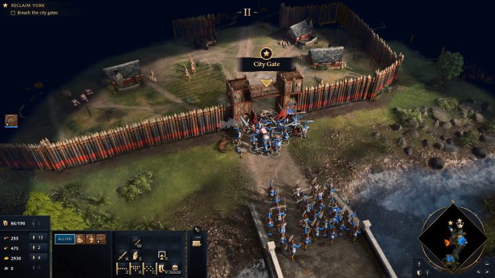 Eliminate the enemy army and then destroy the first city gate - Age of Empires 4: North to York (The Normans) - walkthrough - The Normans - Age of Empires 4 game guide