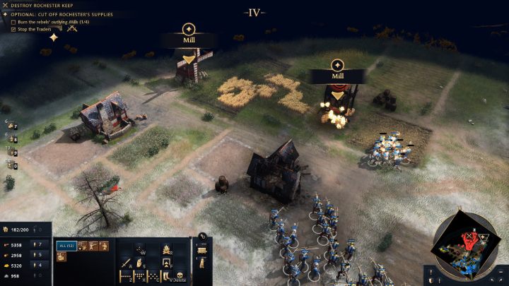Burn down 4 Mills in the eastern area of the map - Age of Empires 4: The Siege of Rochester (The Normans) - walkthrough - The Normans - Age of Empires 4 Guide