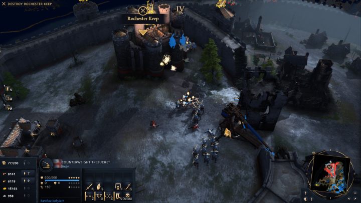 There's a hostile cavalry squad behind the next set of walls - Age of Empires 4: The Siege of Rochester (The Normans) - walkthrough - The Normans - Age of Empires 4 Guide
