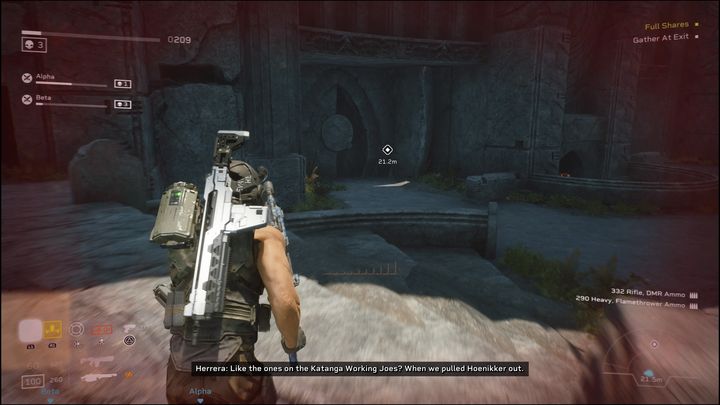 If you've survived, approach the gate marked by your HUD to complete the mission - Aliens Fireteam Elite: Contact - walkthrough - Giants in the Earth - Aliens Fireteam Elite Guide