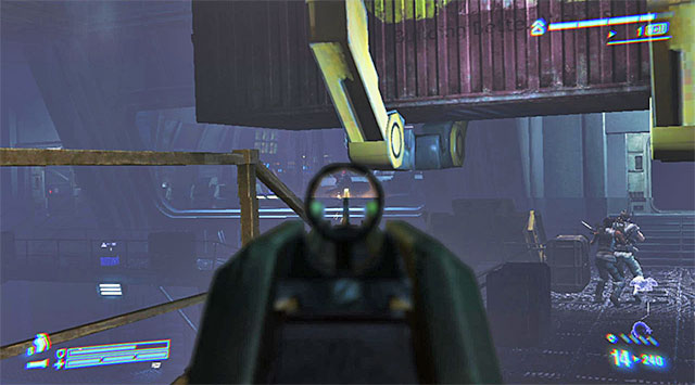 Keep in mind that immediately after receiving the task new enemies will spawn on both levels of the hangar bay - Use the crane to create a bridge to the emergency release - Mission 3: Sulaco Falls - Aliens: Colonial Marines - Game Guide and Walkthrough