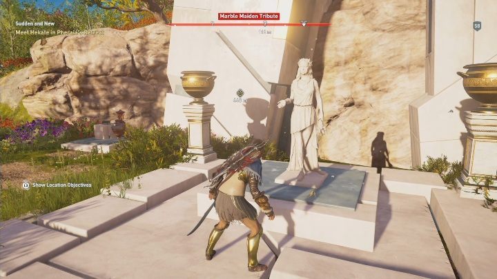 One of the Marble Maiden Tributes is found west from House of the Bloodline - Pheraias Retreat | Marble Maiden Tribute - Marble Maiden Tribute - Assassins Creed Odyssey Guide