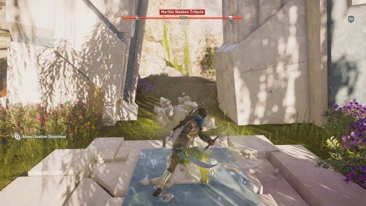 The statue is found west from Stromas High Peak - Pheraias Retreat | Marble Maiden Tribute - Marble Maiden Tribute - Assassins Creed Odyssey Guide