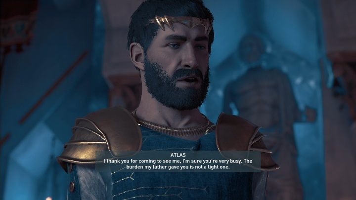 This mission consists in talking to Atlas - AC Odyssey Fate of Atlantis: The Dikastes of Atlantis - Episode 3 - Judgement of Atlantis - Assassins Creed Odyssey Guide