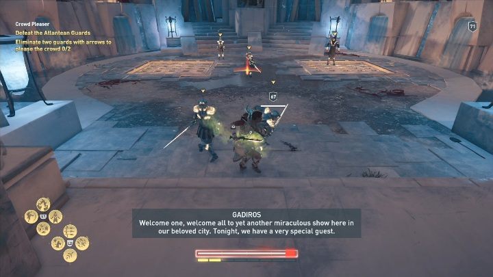 Gadiros will throw you into the arena with his warriors - AC Odyssey Fate of Atlantis: The Dikastes of Atlantis - Episode 3 - Judgement of Atlantis - Assassins Creed Odyssey Guide