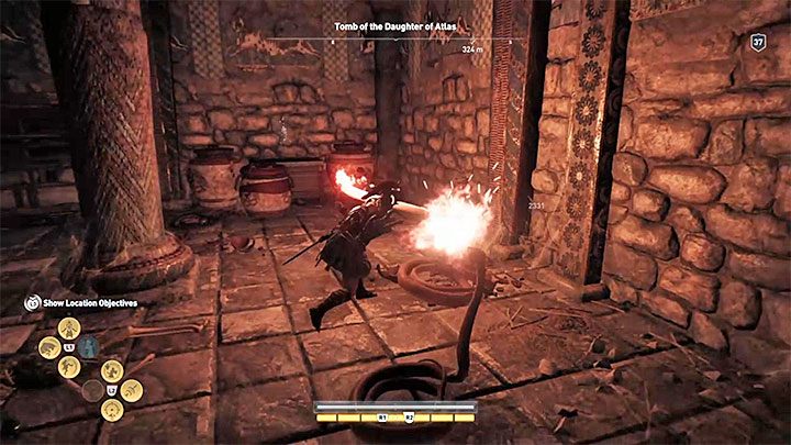 Turn right and reach a big chamber - Arcadia - Tombs in Assassins Creed Odyssey Game - Tombs - Assassins Creed Odyssey Guide