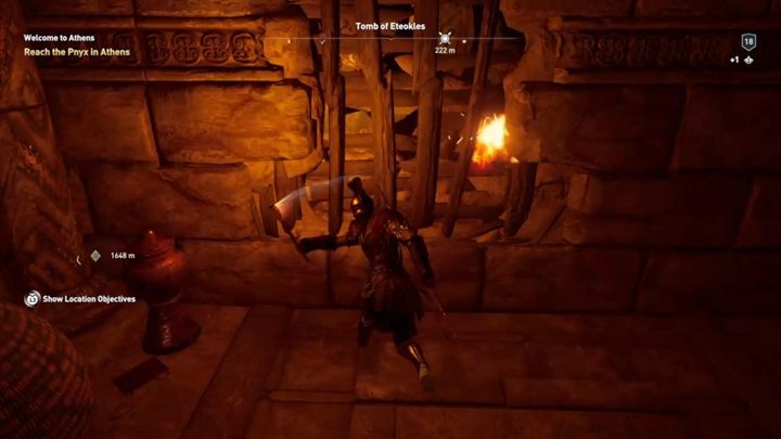 Walkthrough: Enter the tomb, continue forward, and smash the wall - Attika - Tombs in Assassins Creed Odyssey Game - Tombs - Assassins Creed Odyssey Guide