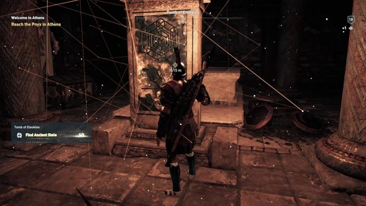 Open the chest and discover the Ancient Stela - Attika - Tombs in Assassins Creed Odyssey Game - Tombs - Assassins Creed Odyssey Guide