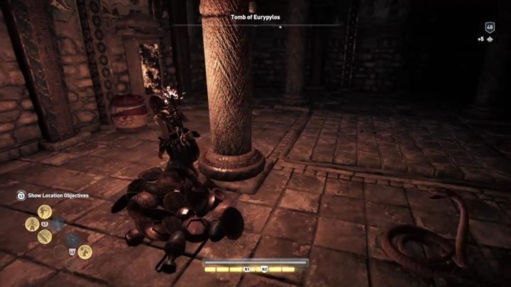 Go further and you will reach a chamber with numerous snakes and a stele - Achaia - Tombs in Assassins Creed Odyssey - Tombs - Assassins Creed Odyssey Guide