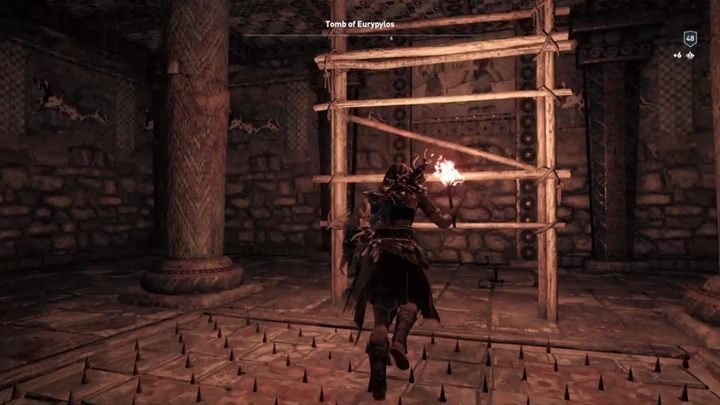 Beware of the trap, use the wooden scaffolding to climb higher - Achaia - Tombs in Assassins Creed Odyssey - Tombs - Assassins Creed Odyssey Guide