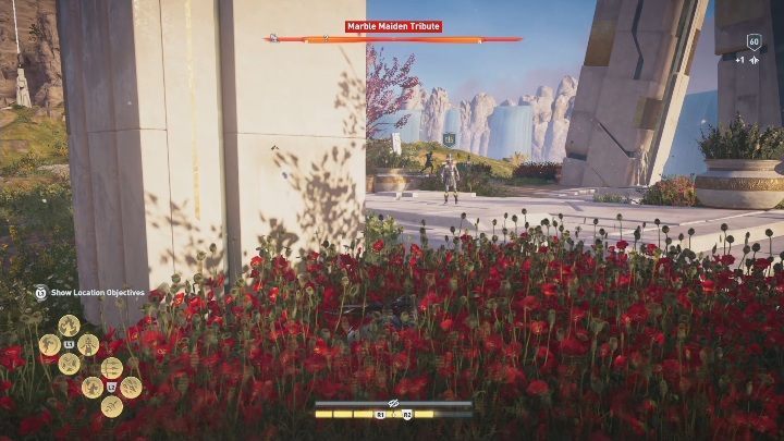 One of Marble Maiden Tributes can be found in the eastern part of the region, in the middle of a plain - Asphodel Fields | Marble Maiden Tribute - Marble Maiden Tribute - Assassins Creed Odyssey Guide