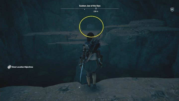 To continue, you need to get through a hole in the wall - it is shown in the screenshot above - Sunken Jaw of the Styx | Perception of Hermes missions in AC Odyssey - Perception of Hermes - Assassins Creed Odyssey Guide