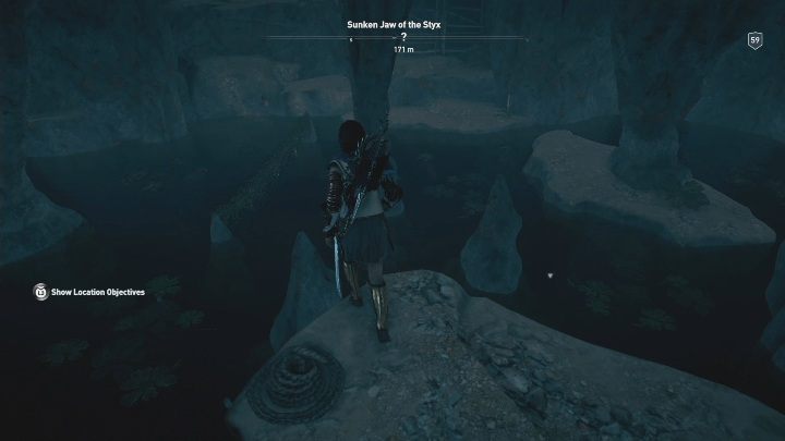 Use the stones to get to the other side of the cave - Sunken Jaw of the Styx | Perception of Hermes missions in AC Odyssey - Perception of Hermes - Assassins Creed Odyssey Guide