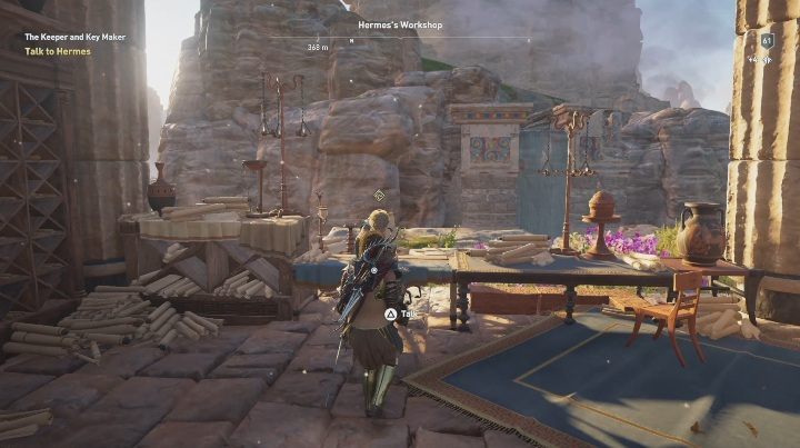 At the start of this mission, you will be talking to Hermes - Meet Your Makers & The Keeper and Key Maker | Fate of Atlantis walkthrough - Episode 1 - Fields of Elysium - Assassins Creed Odyssey Guide