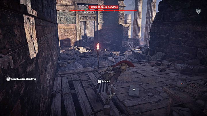 Location of Ainigmata Ostraka: Reach the Temple of Apollo Korythos located in the city of Aipeia in the central part of the region - Ainigmata Ostraka on Messenia in Assassins Creed Odyssey - Ainigmata Ostraka - Assassins Creed Odyssey Guide