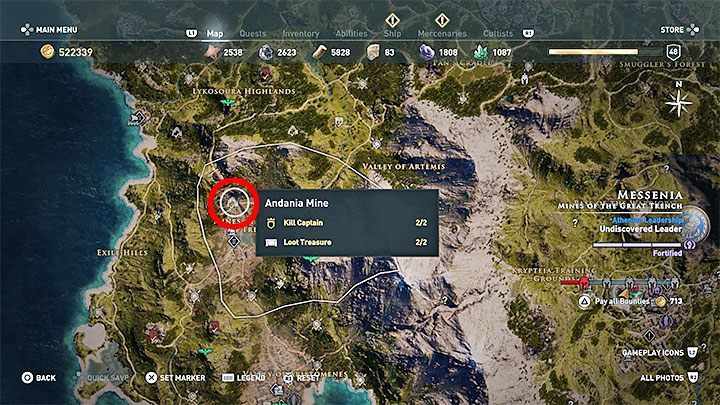 Chest location: Andania Mine, region of Messenia - AC Odyssey: Legendary Chests - Best builds - Assassins Creed Odyssey Guide