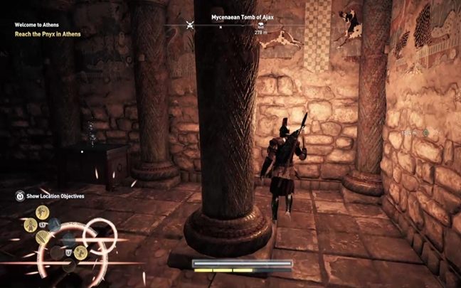 המשך קדימה - לאחר שאתה נמנע מהמלכודת בהפרעה, פנה שמאלה - AC אודיסיאה: קברים באטיקה - קברים - מדריך לאודיסיאה של Assassins Creed Odyssey