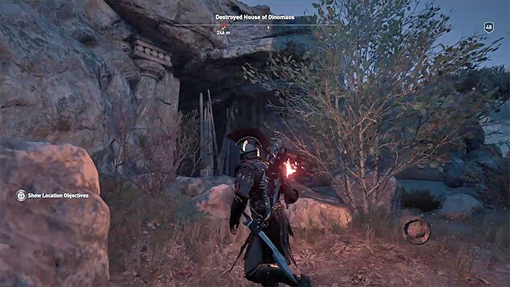 Solution: The entrance to the tomb is hidden between the rocks next to the ruined house - they are shown in the picture above - AC Odyssey: Tombs in Elis - Tombs - Assassins Creed Odyssey Guide