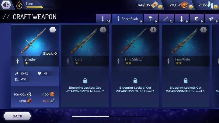 Stiletto - Weapons available in the Assassins Creed Rebellion game - Equipment - Assassins Creed Rebellion Guide