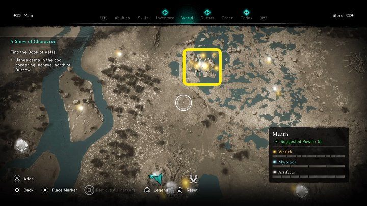 The enemy camp will not be marked on the world map, so to make things a little easier for you, we have marked the appropriate location in the image above - AC Valhalla Wrath of the Druids: A Show of Character - solution - Assassins Creed Valhalla Guide