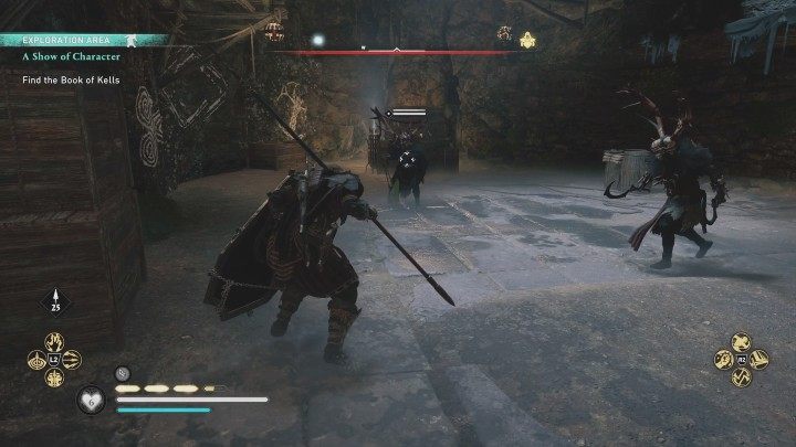 Going deeper into the tomb, you will reach a chamber with two opponents guarding access to a locked door - AC Valhalla Wrath of the Druids: A Show of Character - solution - Assassins Creed Valhalla Guide