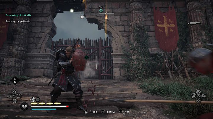 You can use a jug of oil to destroy the wooden palisade - Assassins Creed Valhalla: Storming the Walls - guide - Southsexe - Assassins Creed Valhalla Guide