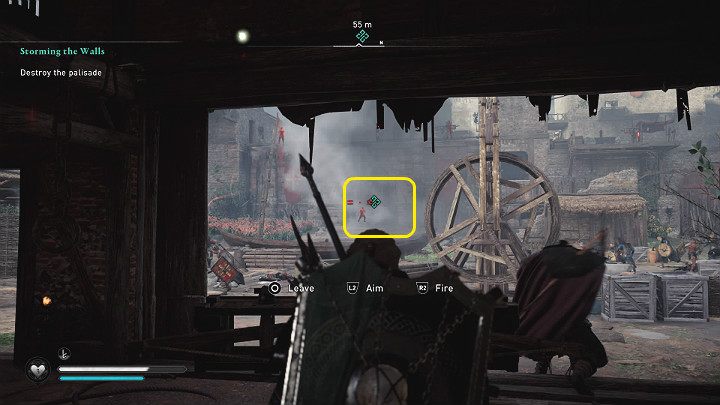 If you'd like, you can also take control of one of the ballistae and shoot the palisade until it falls down - Assassins Creed Valhalla: Storming the Walls - guide - Southsexe - Assassins Creed Valhalla Guide