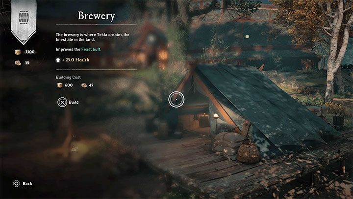 You must first build at least one building in the settlement that grants a feast bonus - it can be a distillery or a bakery - Assassins Creed Valhalla: Settlement - functions and upgrades - Basics - Assassins Creed Valhalla Guide