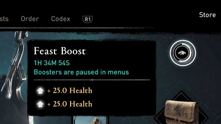 As we have already mentioned, the stat bonuses from a feast last for 3 hours (the game stops the counter after opening a menu or the pause secreen) - Assassins Creed Valhalla: Settlement - functions and upgrades - Basics - Assassins Creed Valhalla Guide