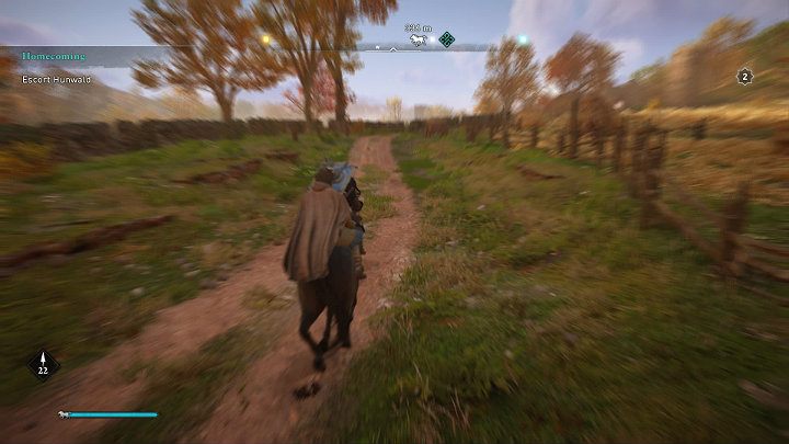 Since Hunwald has become a primary target for all Anglo-Saxon soldiers in the Lincolnshire area you have to escort the boy home - Assassins Creed Valhalla: Return home/Homecoming - walkthrough - Lincolnscire - Assassins Creed Valhalla Guide