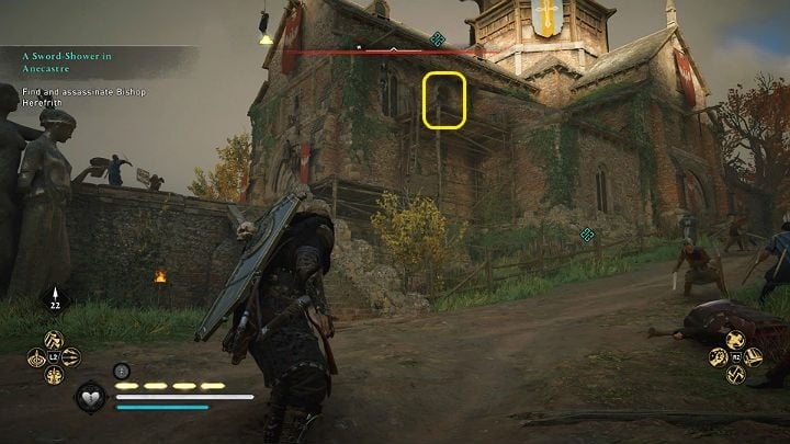 Herefrith hid in the chapel - Assassins Creed Valhalla: A Sword-Shower in Anecastre - walkthrough - Lincolnscire - Assassins Creed Valhalla Guide