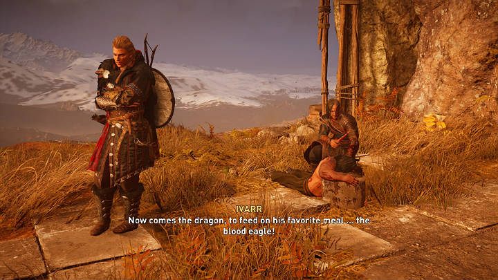 Once you're there, put the man on the ground and watch another cut-scene, in which Ivarr will show Eivor the birth of the Blood Eagle - Assassins Creed Valhalla: King Killer - walkthrough - Sciropescire - Assassins Creed Valhalla Guide