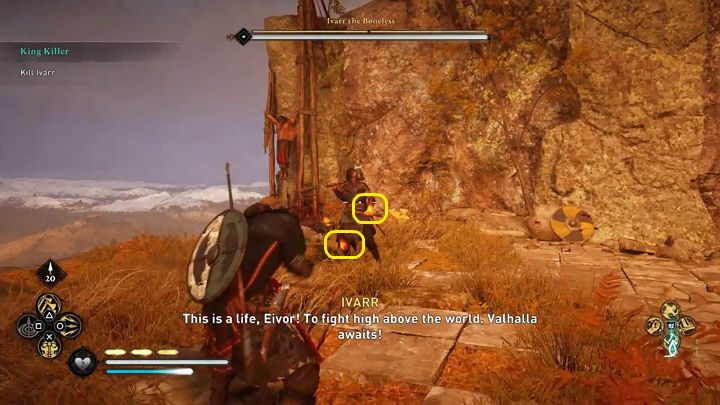 As always, the ideal start of a boss fight is to hit his sensitive points - Assassins Creed Valhalla: King Killer - walkthrough - Sciropescire - Assassins Creed Valhalla Guide