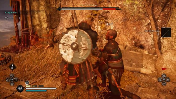 When your opponent is stunned, you can launch an attack that will remove about 1/4 of his health bar - Assassins Creed Valhalla: Ivarr the Boneless - boss, how to defeat him? - Bosses - Assassins Creed Valhalla Guide