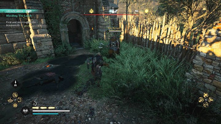The man will lead you to the Bodilsburg Garrison, a tightly guarded place - Assassins Creed Valhalla: Bleeding the Leech - walkthrough - Lunden - Assassins Creed Valhalla Guide
