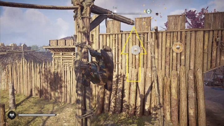 Start: The card hangs on a post, just before the wooden war going around the city - Assassins Creed Valhalla: Flying paper - East Anglia secrets, locations - East Anglia - Assassins Creed Valhalla Guide