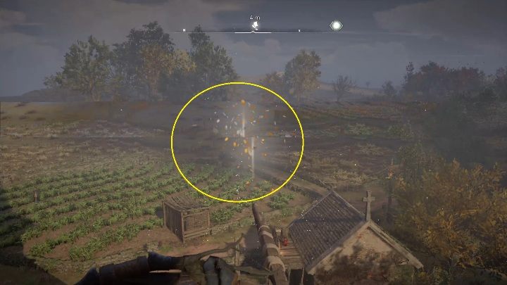 Start: The card hangs on a post, right by the chapel - Assassins Creed Valhalla: Flying paper - East Anglia secrets, locations - East Anglia - Assassins Creed Valhalla Guide
