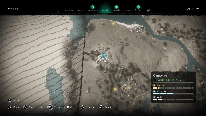 You will find Trails of the Morrigan by walking west from the sync point - AC Valhalla Wrath of the Druids: Trails of the Morrigan - Connacht, secrets, locations - Connacht - Assassins Creed Valhalla Guide