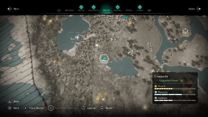 You will find this Trail of the Morrigan east of Rea Lake - AC Valhalla Wrath of the Druids: Trails of the Morrigan - Connacht, secrets, locations - Connacht - Assassins Creed Valhalla Guide