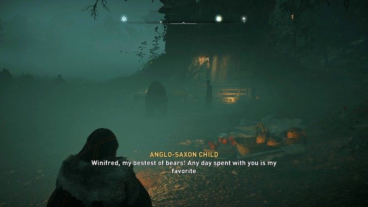Sit on a wooden log and wait - Assassins Creed Valhalla: Winifred - walkthrough - Cent - Assassins Creed Valhalla Guide