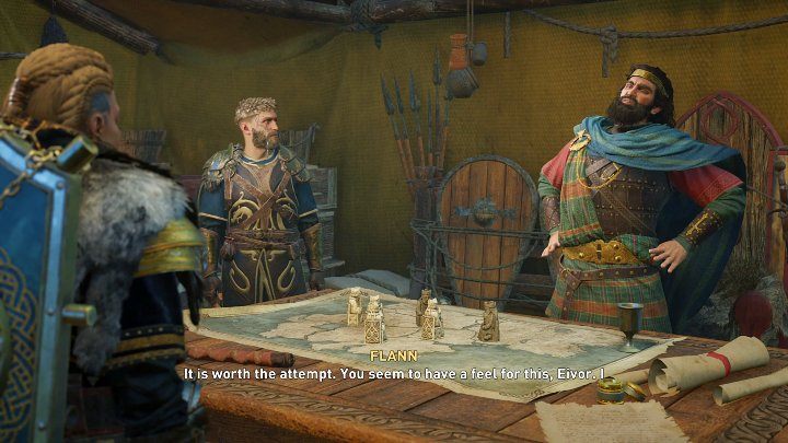 Head to the tent and talk to Barid, and after a while Flann will join you - AC Valhalla Wrath of the Druids: Foothold in Connacht - solution - Walkthrough - Assassins Creed Valhalla Guide
