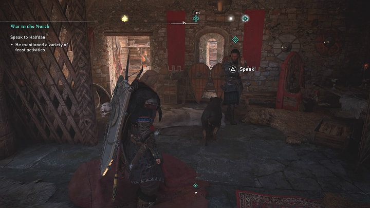 If you want, you can take part in many activities related to the feast (dancing, fistfighting) or go to a private conversation with Halfdan right away - Assassins Creed Valhalla: War in the North - solution - Eurvicscire - Assassins Creed Valhalla Guide