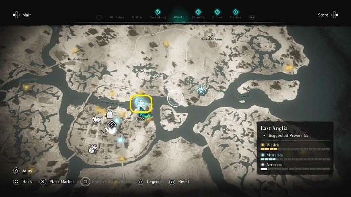 Go to the place marked in the picture above and you will meet a girl named Asta - Assassins Creed Valhalla: The Wayward - walkthrough - East of England - Assassins Creed Valhalla Guide