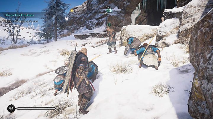 When you get to the cave entrance, talk to Faravid - Assassins Creed Valhalla: Honor Has Two Edges - walkthrough - Eurvicscire - Assassins Creed Valhalla Guide